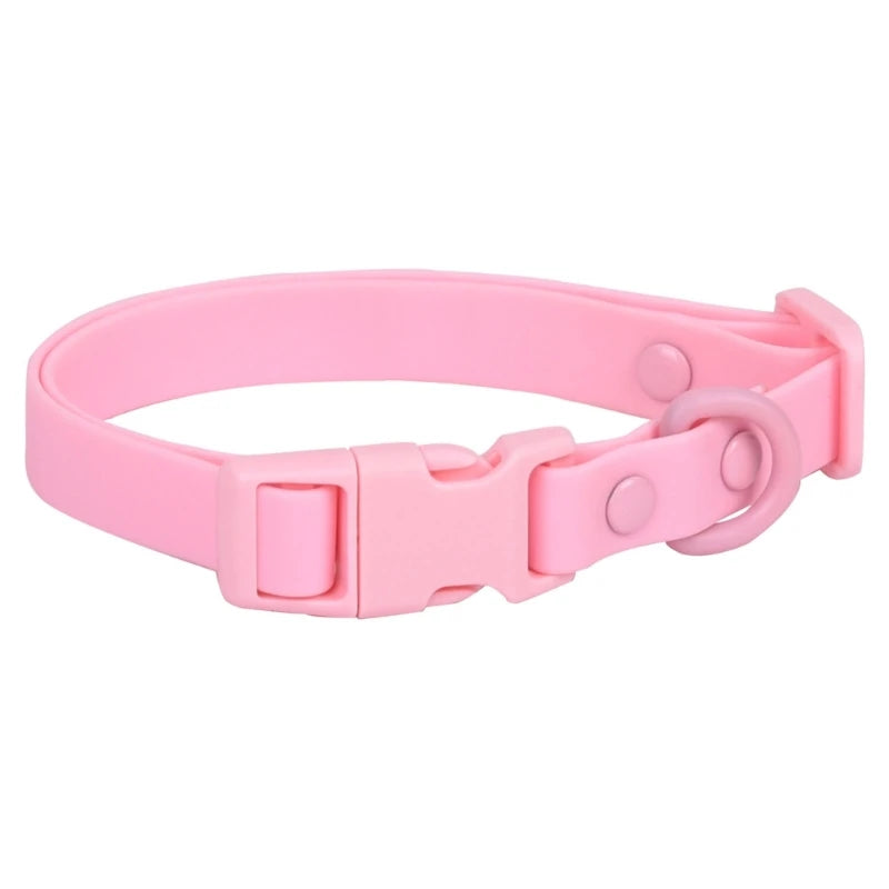 448B Waterproof Dog Collar Adjustable Length Macaron Color Pet Collar with Leash Large Dog Training Accessories