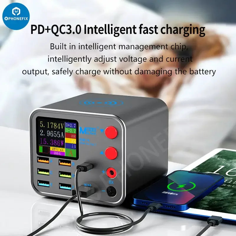 Multi-function Dianba NO.1 Pro 200W 20V 5A PD QC3.0 Fast Wireless Charger 8 Port USB Type C Mobile Phone Charger Desktop Hub