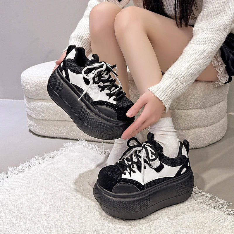 7.5CM Women Spring Breathable Mesh Sneakers Female Casual