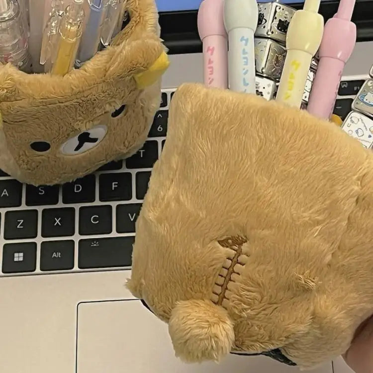New Cute Rilakkuma Pen Holder Cartoon Anime Pen Container Desk Organizer Decorations School Students Gifts Stationery Supplies