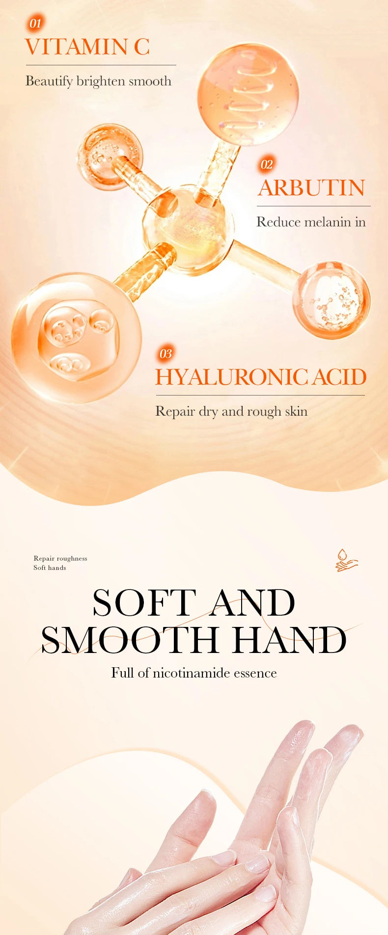 1/3/5 Pcs Niacinamide Hand Mask Hands peel barb Repair Moisturizing Nourishing Brightening Hand Gloves Hands Skin Care