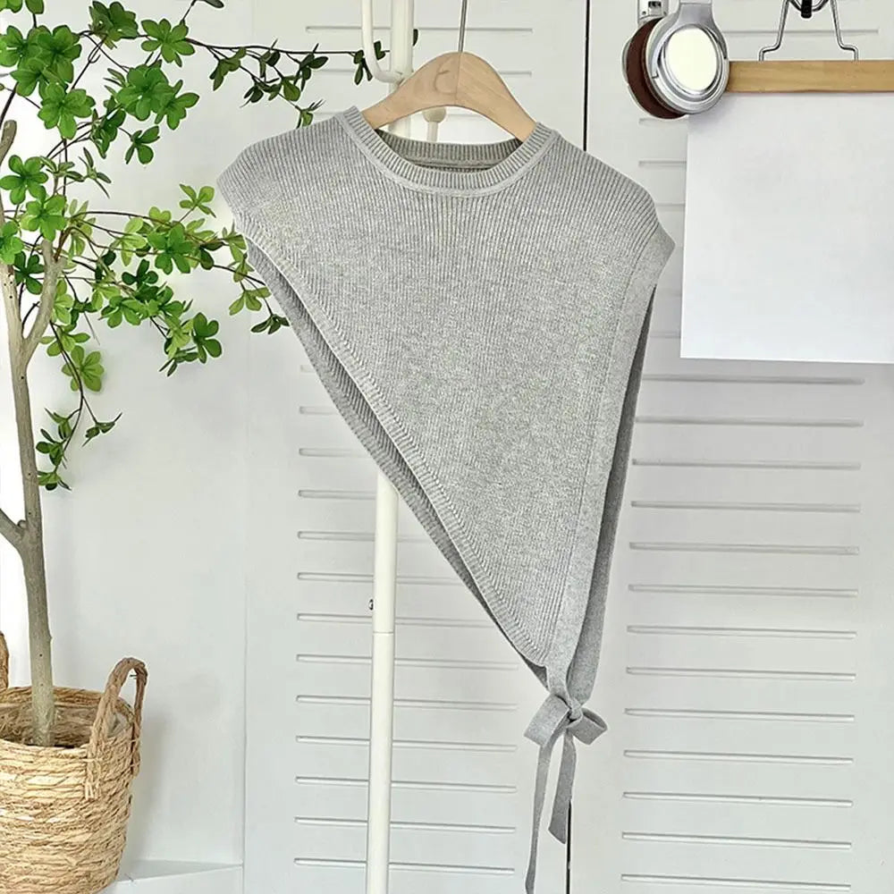 for Blouse Knitted Shawl Vest Solid Color Warm Triangle Beveled Edge Vest Clothing Accessories Polyester