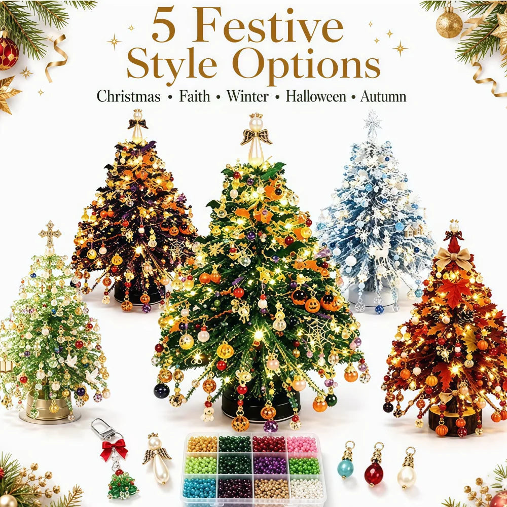 5‑Style DIY Beaded Light‑Up Tree Set