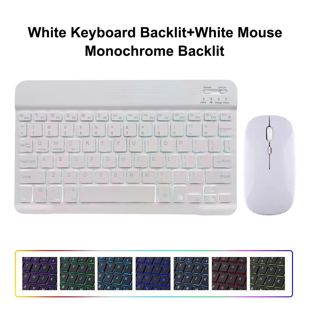 10inch Backlight Bluetooth Keyboard Mouse For IOS Android Windows