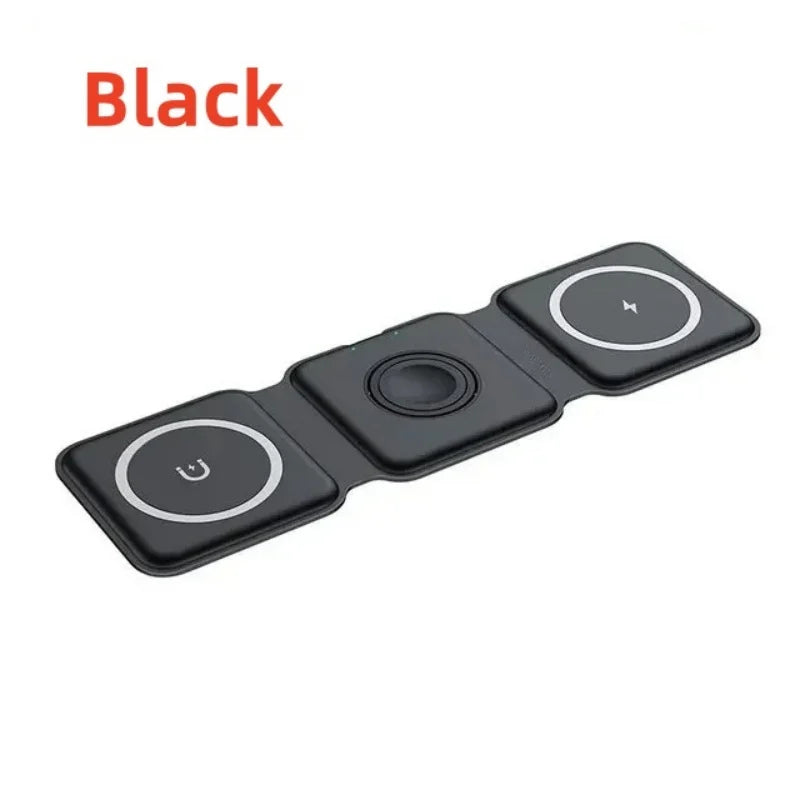 3 in 1 Fast Charging Wireless Magnetic Charger for iPhone 16 15 14 Pro Max Airpods iWatch Foldable Mobile Phone Wireless Charger
