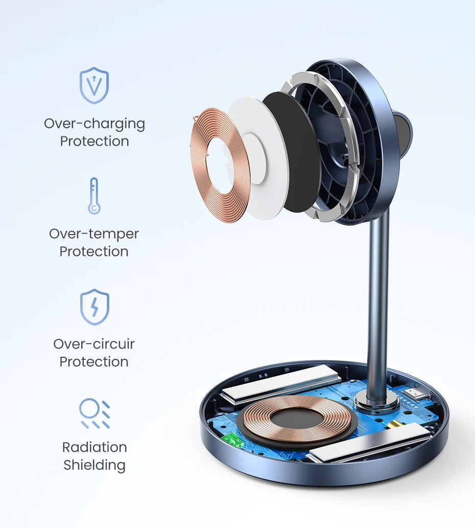 UGREEN Qi Magnetic Wireless Charger Stand Charging Holder For iPhone 16 15 Pro Max/AirPods Fast Charger MagSafe Charging