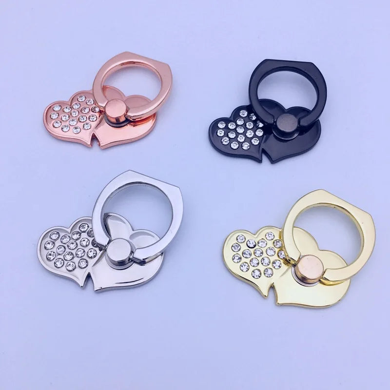 Mind Act Upon Mind Double Heart Phone Ring Holder