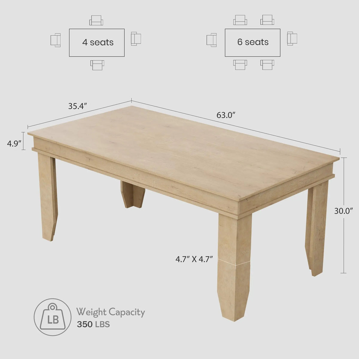 Farmhouse Rectangular Dining Table