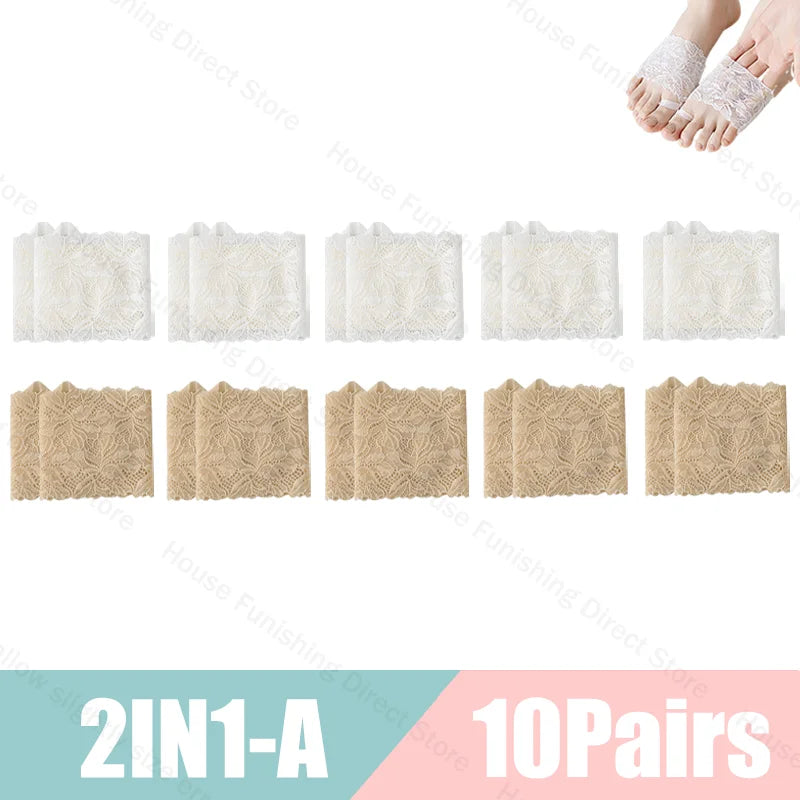 Summer Thin Lace Invisible Socks Split Toe Forefoot Socks for Women High Heel Slippers Shoes Breathable Lace Socks for Halloween