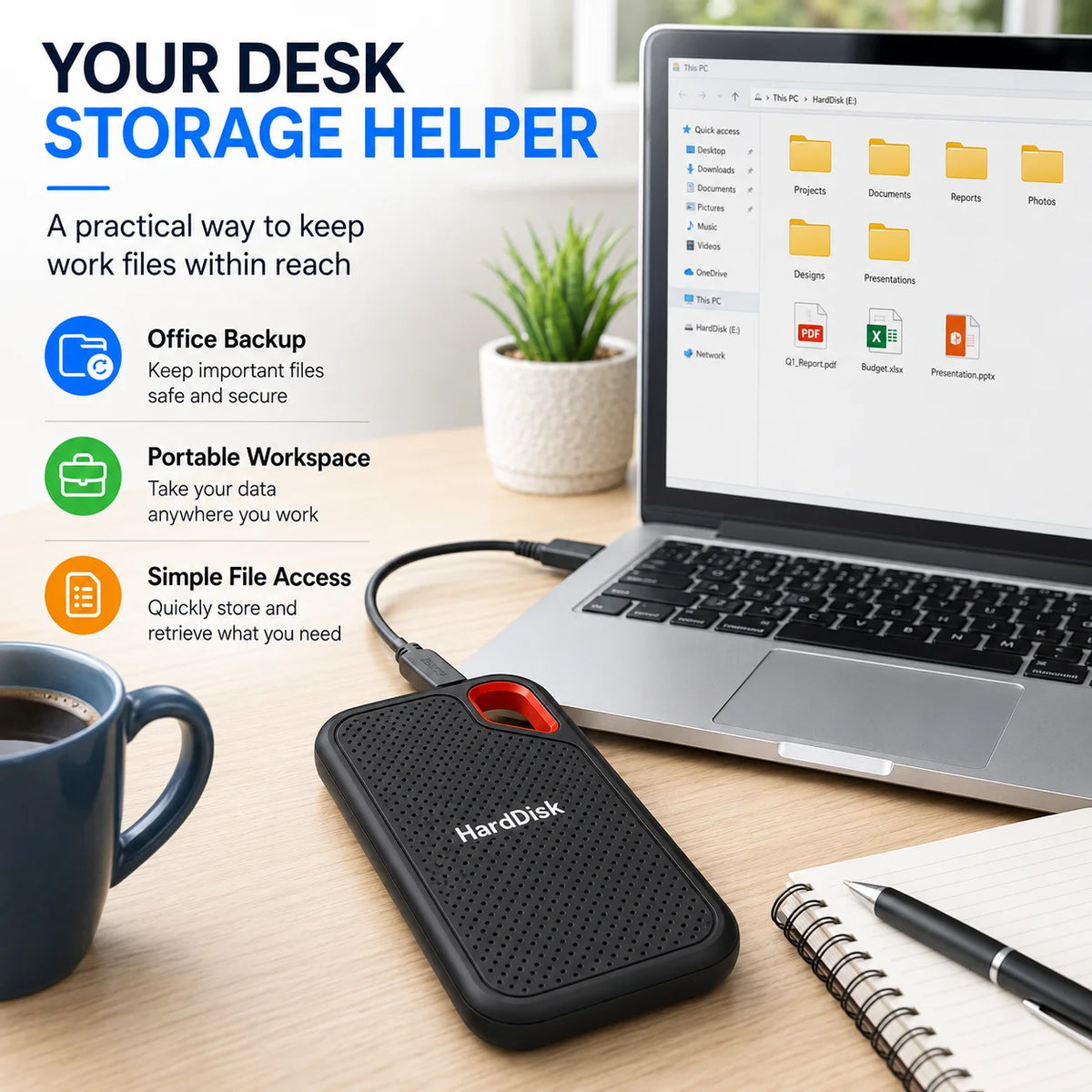 1TB External Hard Drive 2TB Portable SSD High Speed Hard Disk