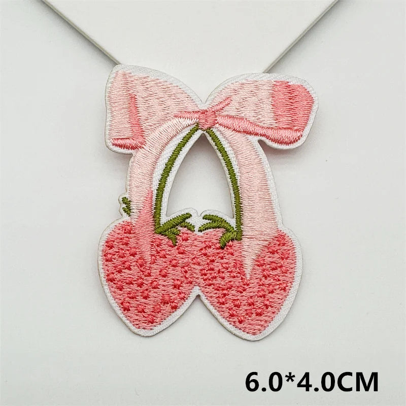 Cartoon Embroidery Sticker Decorative Ironing Sticker Sewing DIY Pink Bowknot Clothing Shoes Hat Bag Patch