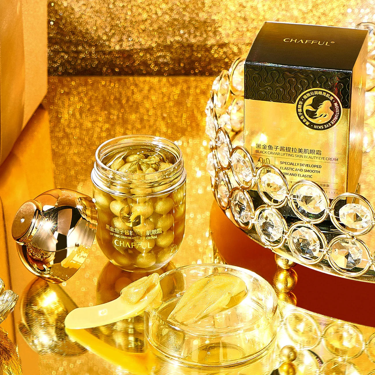 24k Black Gold Caviar Eye Cream Anti Dark Circles Eye Bags Firming Anti Aging  Moisturizing Eyes Skin Care For All Skin Types