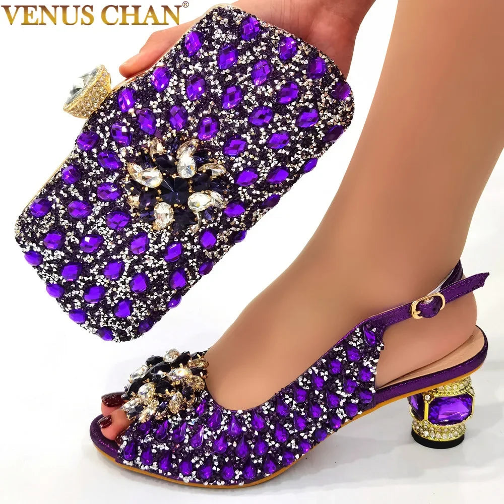 Silver Color Nigerian Women's Shoes and Bags Party African