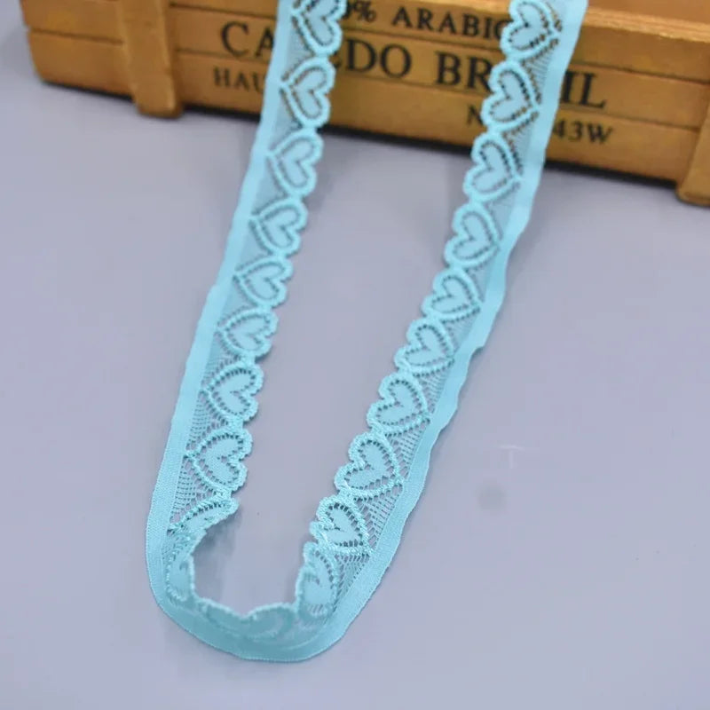 elastic lace ribbon Tape 18mm wide Trims heart-shaped stretch lace For Sewing decoration african lace fabric