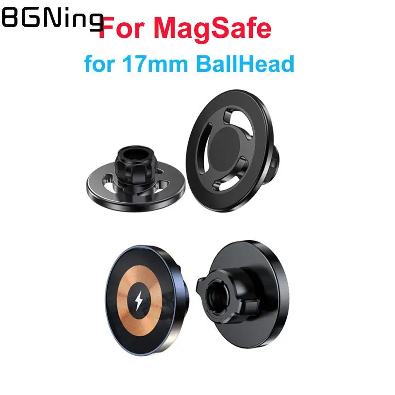 For MagSafe Magnetic Car Mount Accessories Universal GPS Phone Holder 17mm Ball Head Socket Base Wireless Charger Magnet Bracket