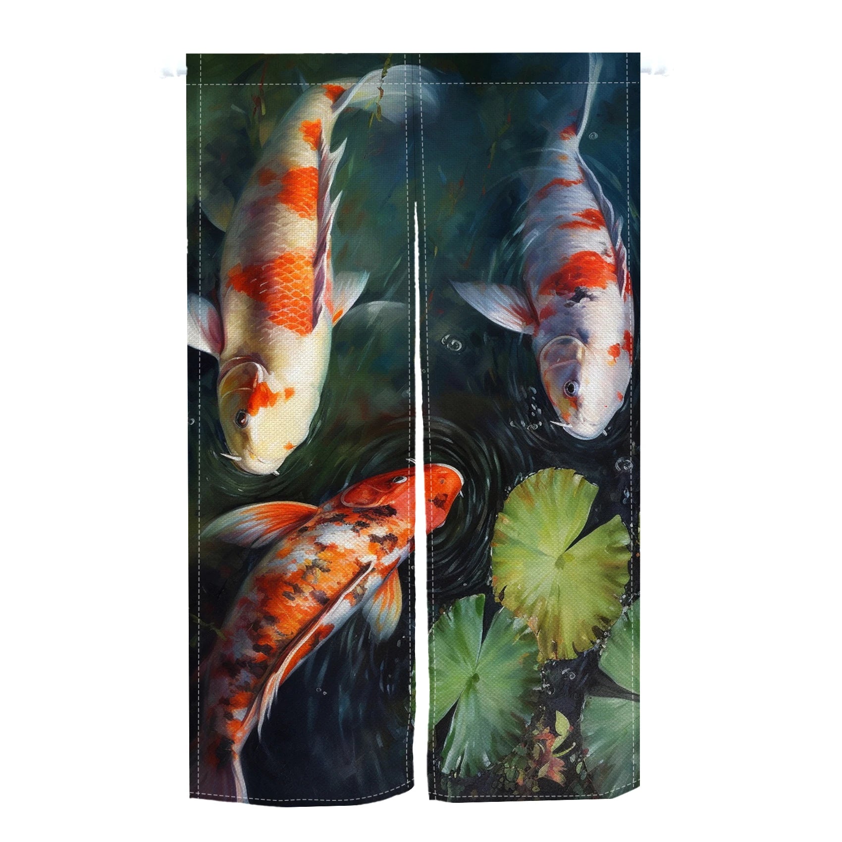 Japanese Koi Fish Door Curtain Fengshui Kitchen Bedroom Linen Doorway Curtain Entrance Hanging Half Curtain Partition Curtain