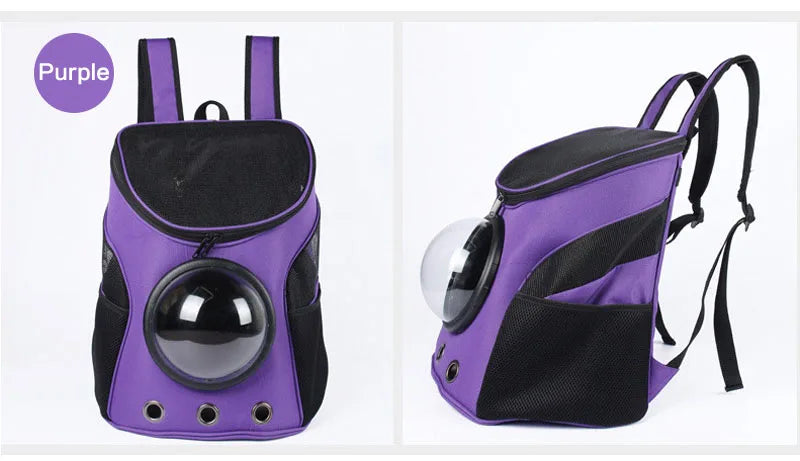 Fat Cat Backpack Carrier Denim Pet Backpack with Space Capsule Bubble for Small Medium Cats Puppy Dog Backpack for Travel Hiking