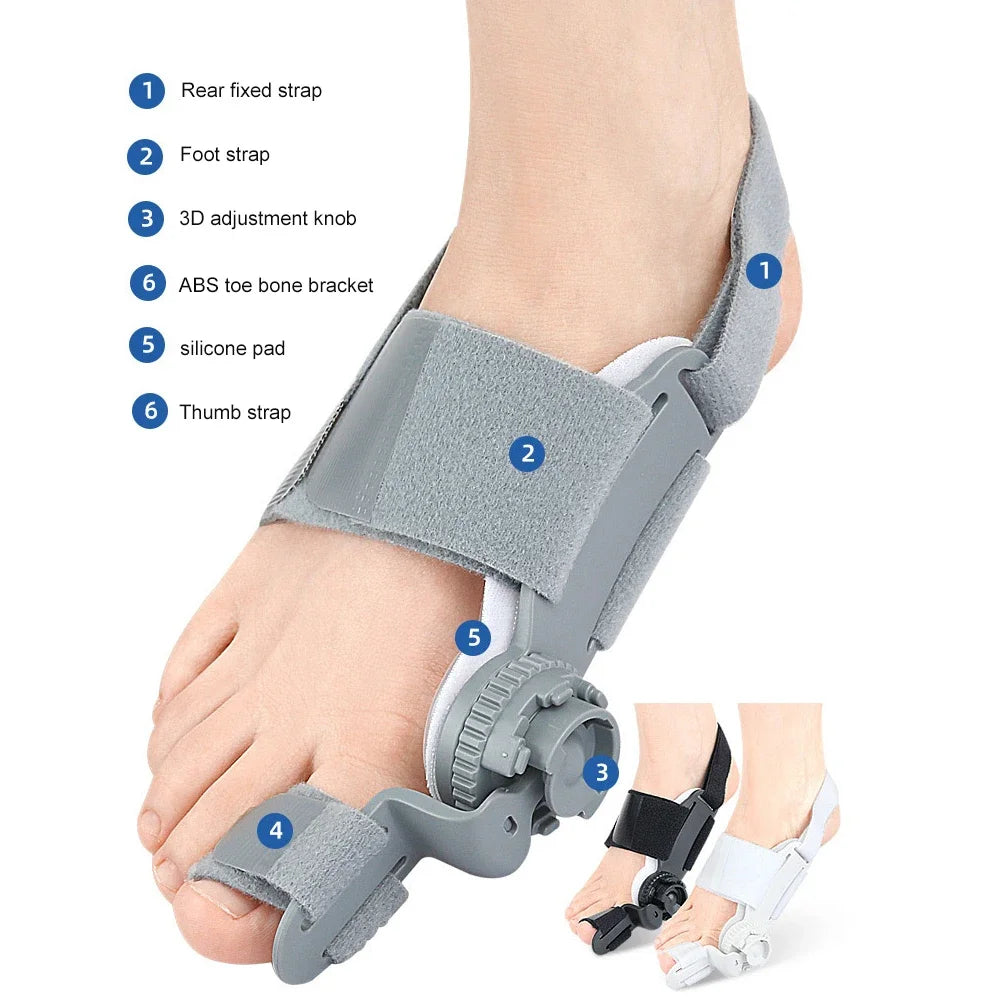 Bunion Corrector for Women & Men - Adjustable Knob Brace with Toe Separator & Anti-Slip Heel Strap, Big Toe Pain Relief (1PC)