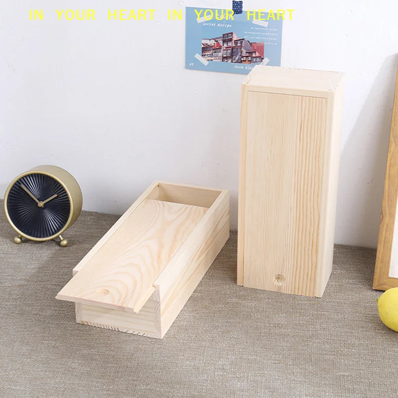 【X】Home Storage Case Wooden Storage Keepsake Box Wooden Box Pine Pull Box Jewelry Organizer Sliding Cover Wooden Box