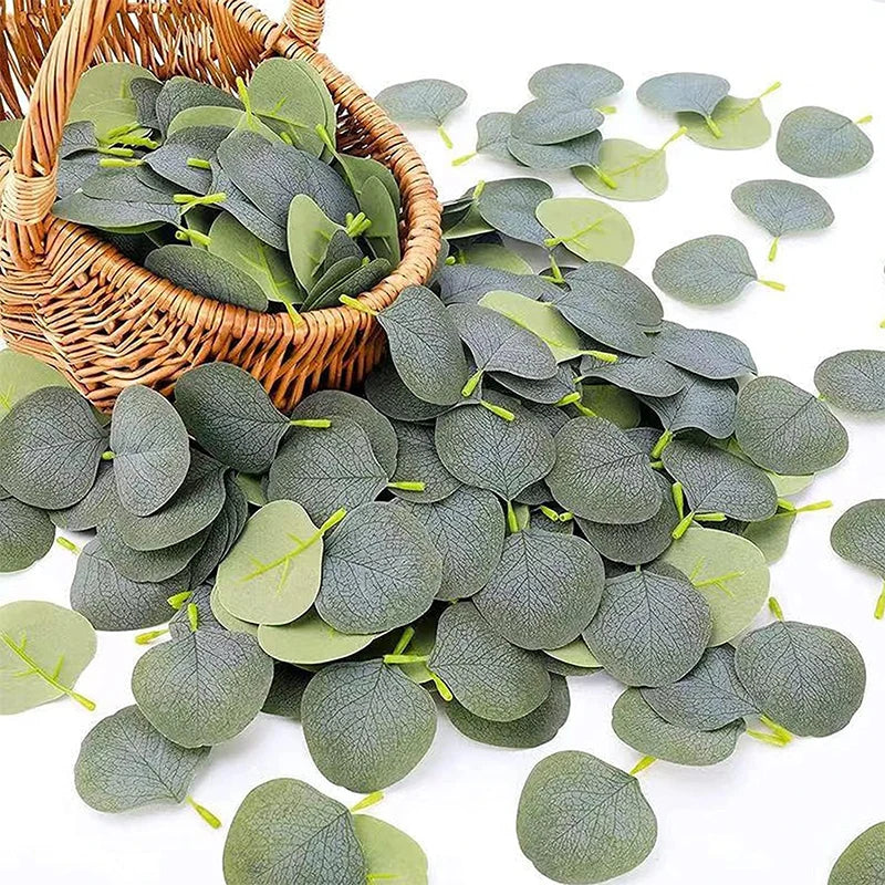 100Pcs Eucalyptus Leaves Multicolor Silk Leaf Wedding Car Decorative Flowers Christmas Decorations for Home Artificial Plants