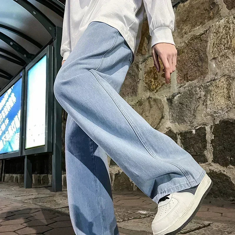 Men's Korean-Style Loose Wide-Leg Jeans