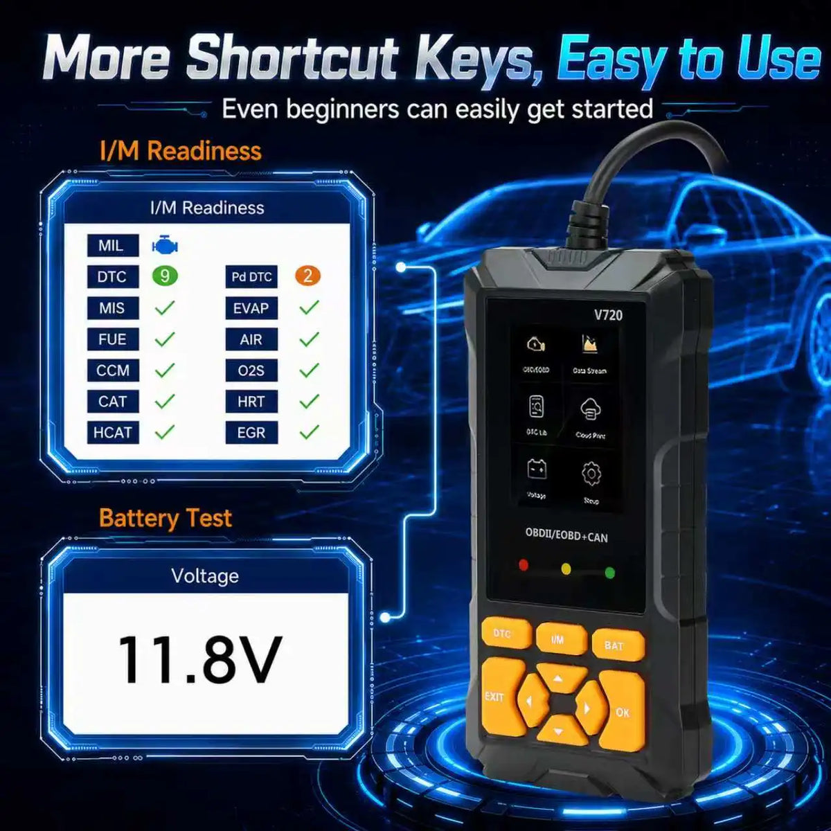 V720 Car Diagnostic Scanner Tool Automotive OBD2 Scanner