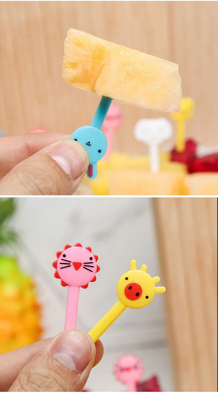 40PCS Fruit Fork Cartoon Kids Cake Fruit Toothpick Mini Animal Fork Food Grade Plastic Bento Lunch Bento Accessories Party Decor