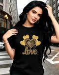 Leopard Love Heart T Shirt Women Cute Balloon Graphic