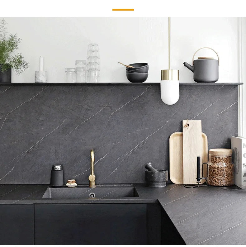 Matte Thick Gray Marble Pattern Waterproof Film Furniture Self-Adhesive Wallpaper Kitchen Countertop Oil-Proof Rock Wall Sticker