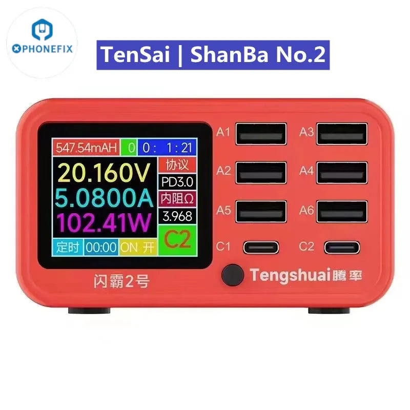 Multi-function Dianba NO.1 Pro 200W 20V 5A PD QC3.0 Fast Wireless Charger 8 Port USB Type C Mobile Phone Charger Desktop Hub