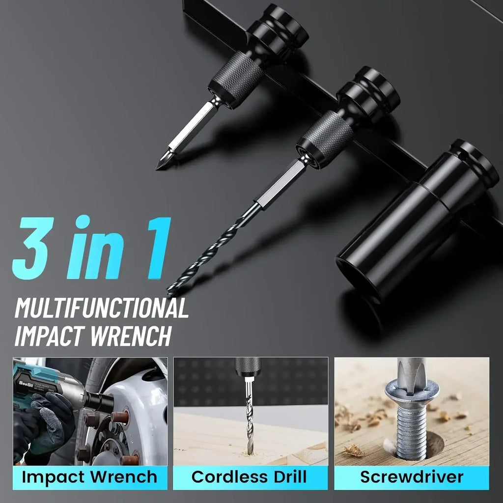 SEESII 3-in-1 Cordless Impact Wrench &amp; Electric Drill &amp;