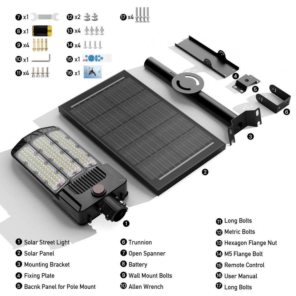 Solar Area Lights Outdoor Commercial 9000W LED Parking Lot