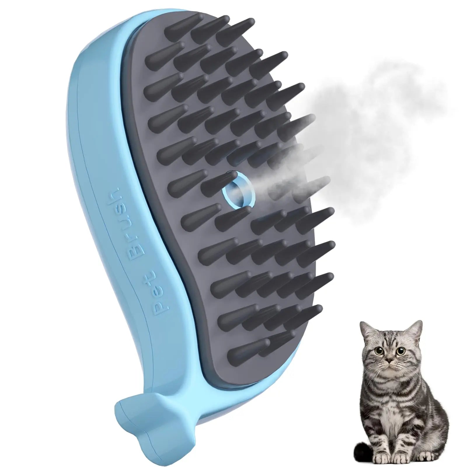 Cat Steam Brush 3 in 1 Pet Hair Grooming Tool Supply for Shedding With Soft Silicone Bristle Release Button for Short Hair Cats