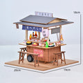 16 DIYJapanese Chinese style handmade wooden doll house Oden cooking car stall creative birthday gift collector decoration