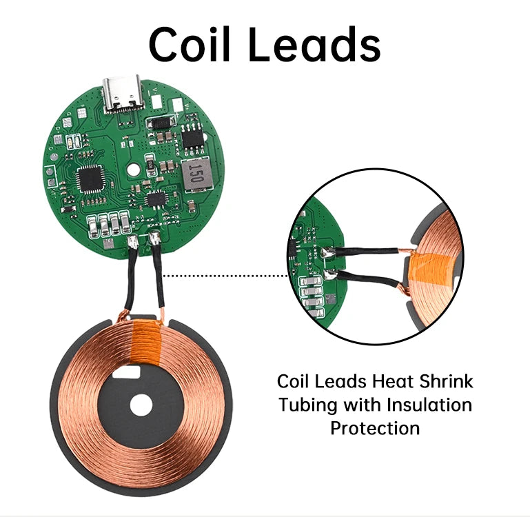 Type-C High Power Fast Charging Module DC 5V 9V 12V 20W Wireless Charger Transmitter Circuit Coil Charger Board