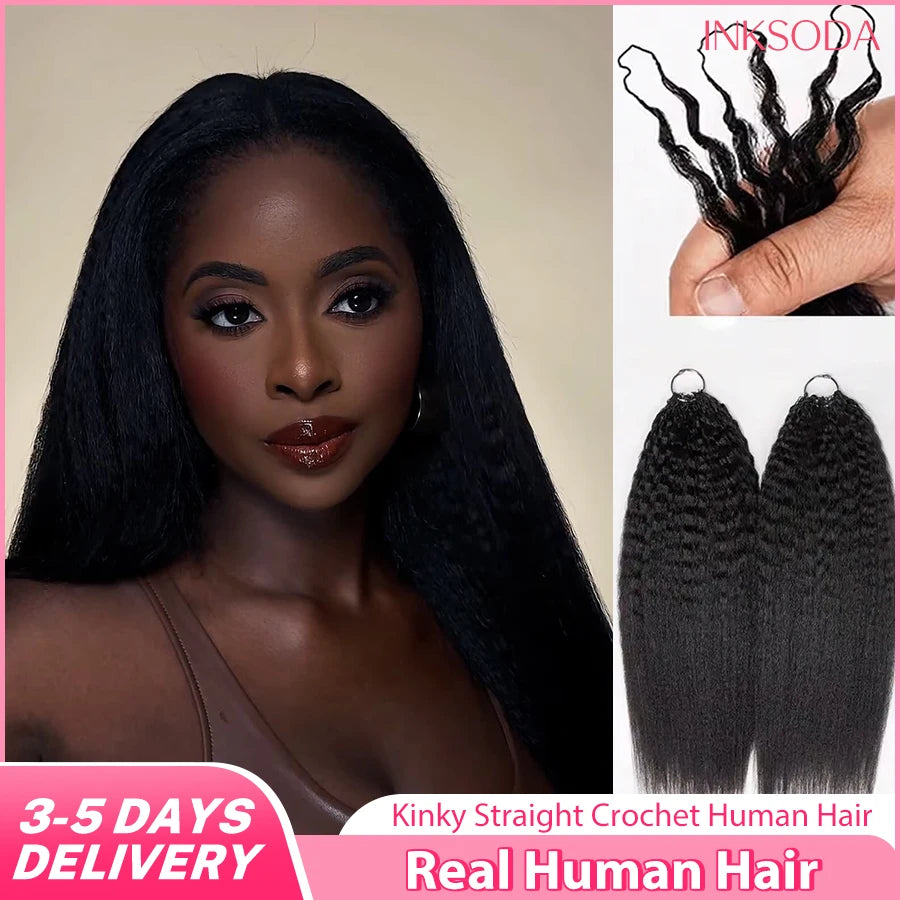 12A Knotless Pre Separated Kinky Straight Feather Crochet Human