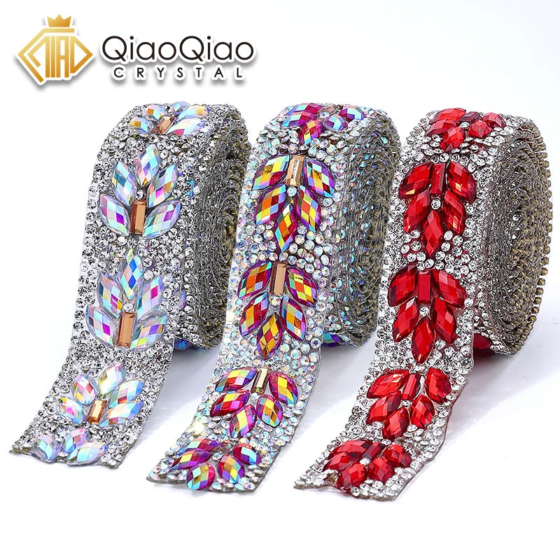 Rhinestone Trim Crystal Beaded Ribbon Sparkling Mesh Rhinestone Applique Trim for Dress Sewing Wedding Decoration DIY Craft