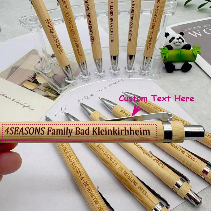 20/50/110PCS Customizable Bamboo Ballpoint Pens Smooth Writing Ideal