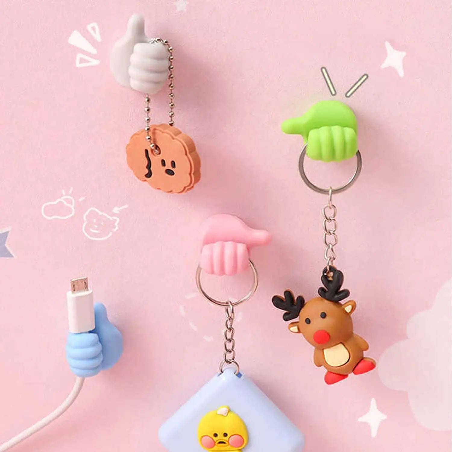 10PCS Thumb Wall Hook Cable Clip Wire Desk Organizer Brush Storage Wall Sticker Gadgets for Home/Office/Car USB Cable Organizer