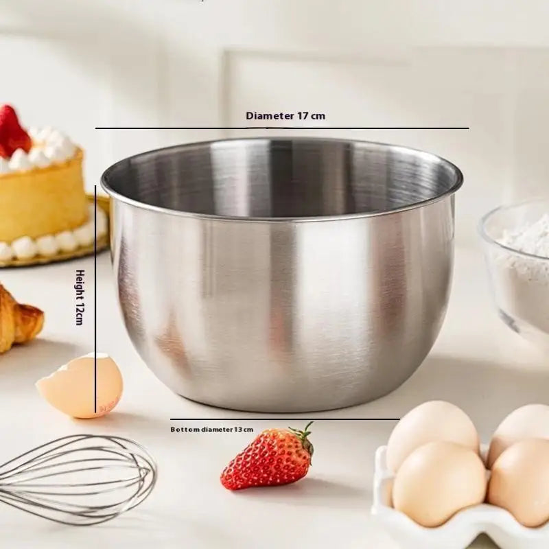 1Pc Multi-Purpose Stainless Steel Bowl - Deep Mixing Basin for Baking Cake Egg Beater Salad, Fruit Storage Kitchen Cooking Tool