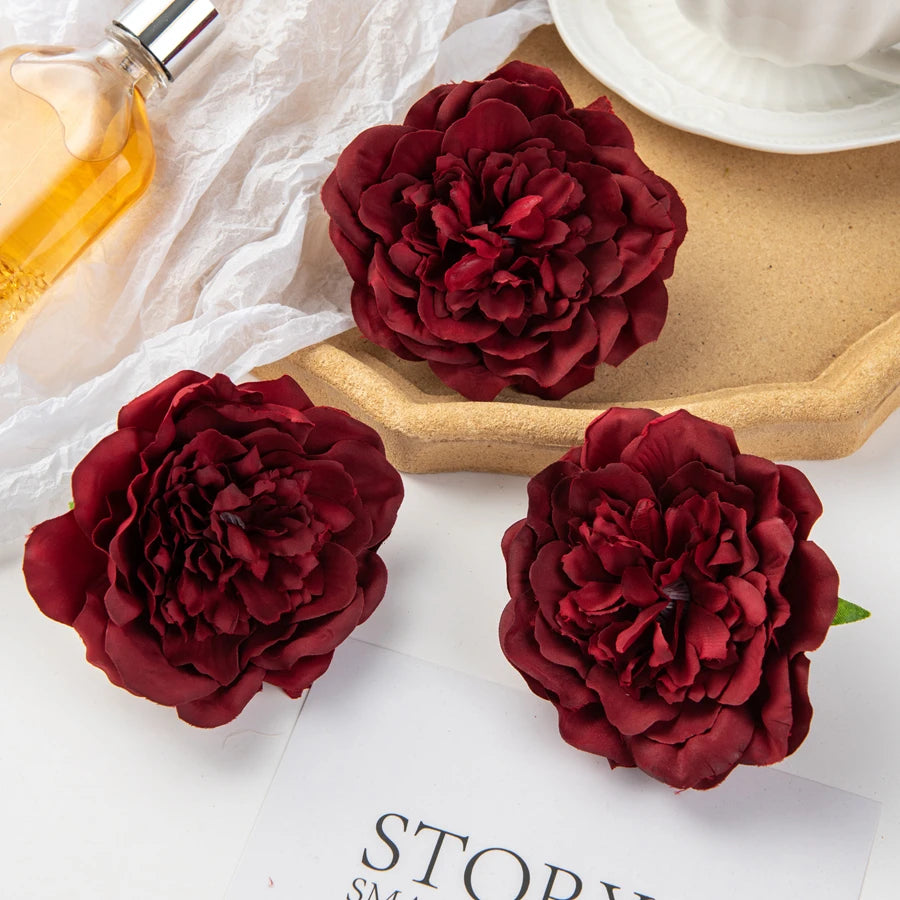 5/10Pcs Silk Dahlias Artificial Flower Home Decor Wedding Diy Rose Arch Christmas Garland Material Fake Peony Bridal Accessories