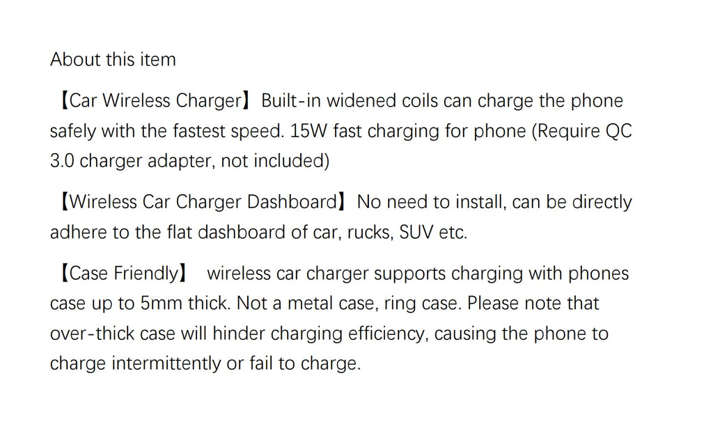 Car Phone Holder Wireless Charger Non-Slip,Mobile Phone Fast Wireless Charger for iPhone15W Wireless Car Charger Dashboard