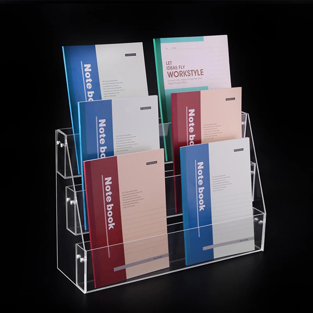 Transparent Display Stand Bookshelf Magazine Notebook Comic Storage Rack Desk Organizer Facial Mask Light Disk Storage Shelf