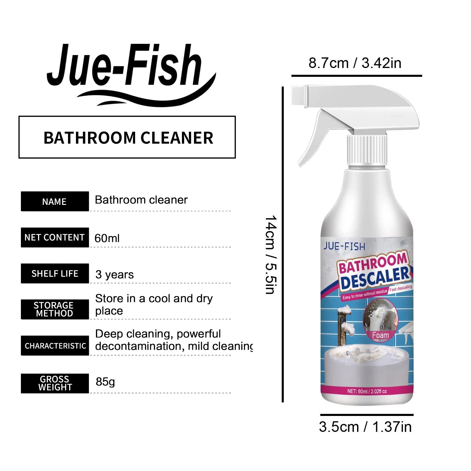 Bathroom Descaling Spray Powerful Remove Stubborn Stains Shower Head Rust Removal Bathtubs Dirt Cleaning Toilet Cleaner Spray