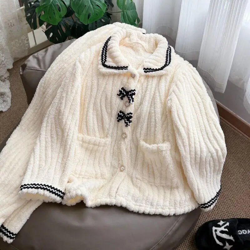 CHUANGERM Women's Autumn Winter Pajamas Students Home Wear Padded