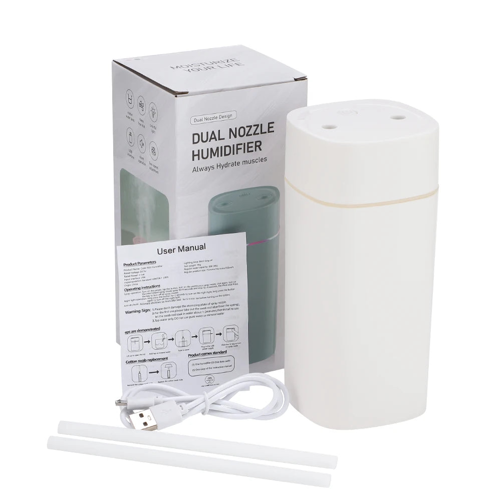 600ML Double-Spray Aroma Humidifier with Colorful Lights