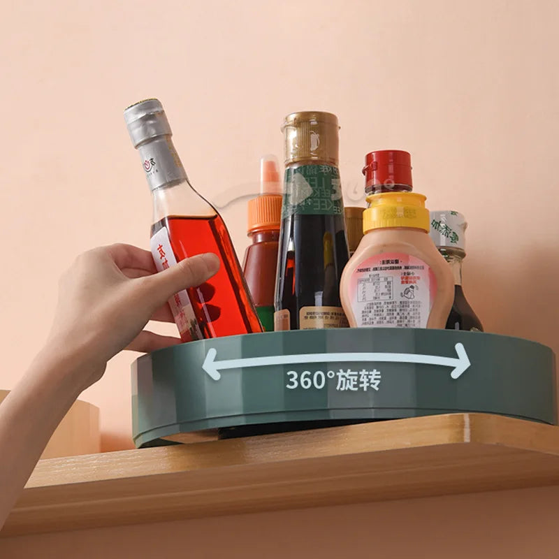 360 Degree Rotating Makeup Organizer Desktop Storage Box For Perfume Lipstick Skin Care Products Cosmetic Fruit Seasoning Holder