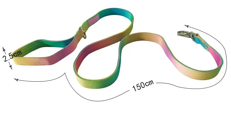 New 5mm Wide Pet Collar Gradual Change Color Traction Set Adjustable Nylon Dog Collar Supplies Medium and Large Dog Accessories