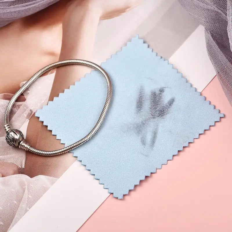 10*6.5cm/8*8cm 50pcs Silver Clean Polishing Cloth Soft Clean Wipe Wiping Cloth For Necklaces Rings Jewelry Clean Tool