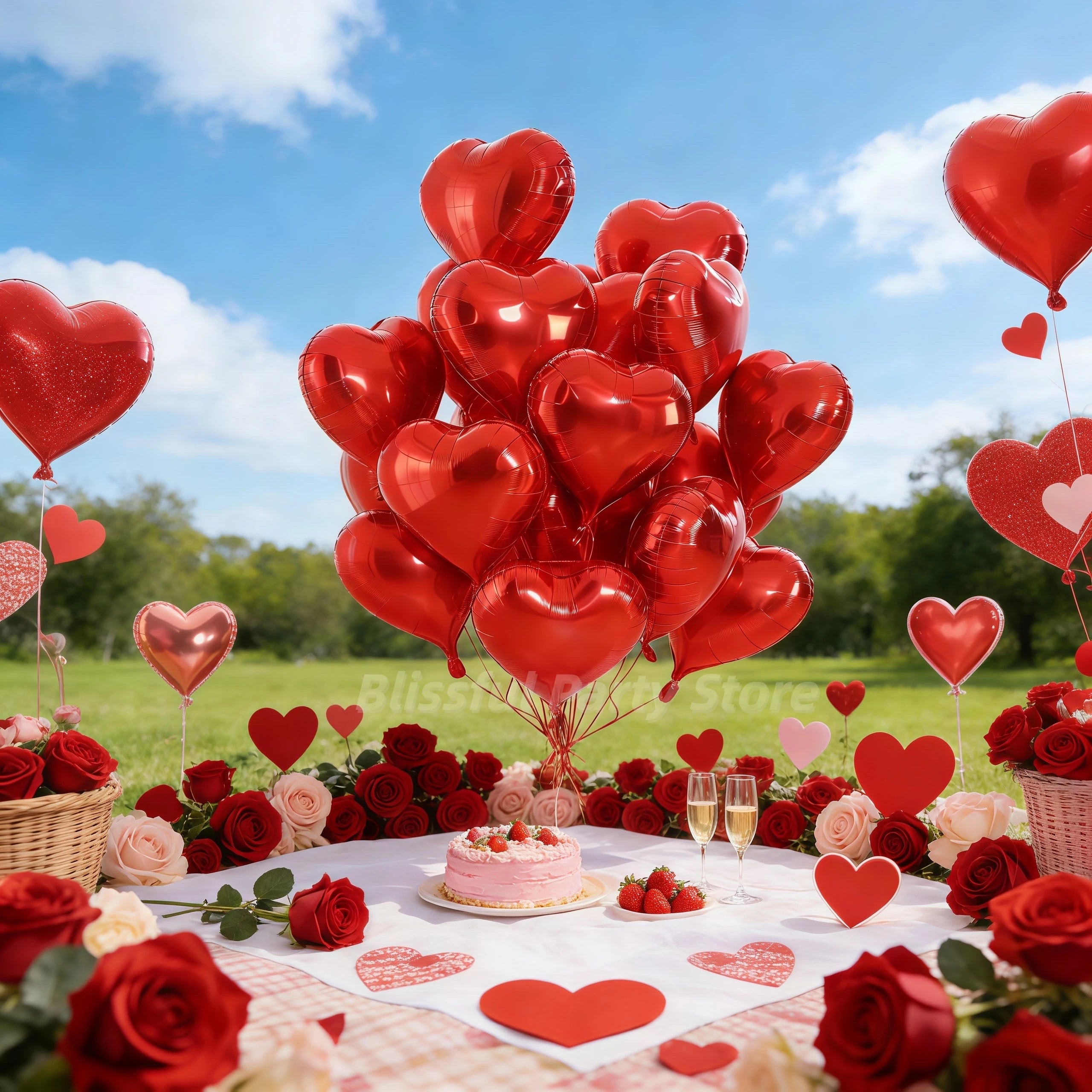 50pcs 5/10/18inch Foil Red Heart Balloons Valentine's Day Romantic Atmosphere Scene Decor Birthday Anniversary Background Globos